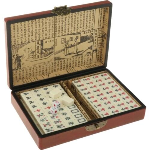 Vintage Mini Rare Chinese Mah-Jong Game Set w/ Portable Travel Retro Box