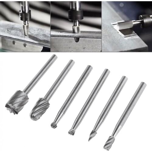 6pcs/set Rotary Rasp High Speed Steel Woodworking Tools Rotary Files Set Shank Diameter for Electric Grinding Head Grinding Tool