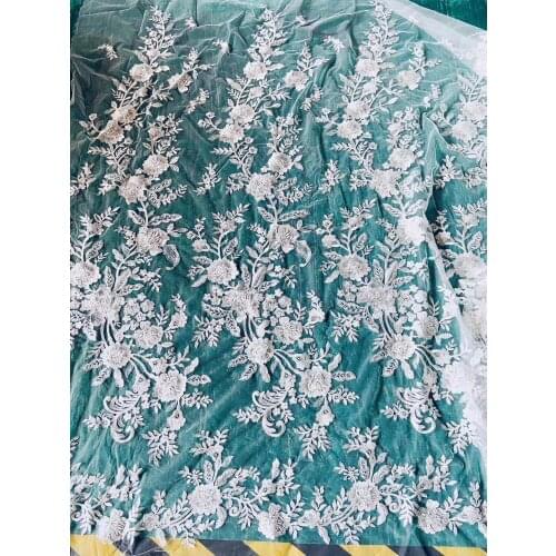 High lace applique Embroidery Lace Wedding Dress Fabric Nigerian Textile African lace 10 yards