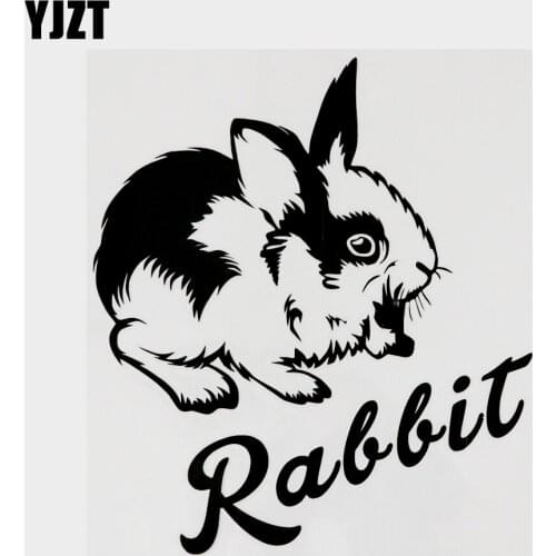 YJZT 12.5CM×14.1CM Fashion Animal Rabbit Vinyl Car Sticker Decal Black/Silver 13F-0114
