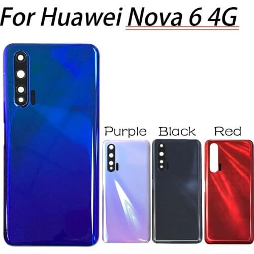 Back Door Case Battery Rear Housing Back Cover With Camera Glass For Huawei Nova 6 Nova6 4G Back Cover Housing With Camera Lens