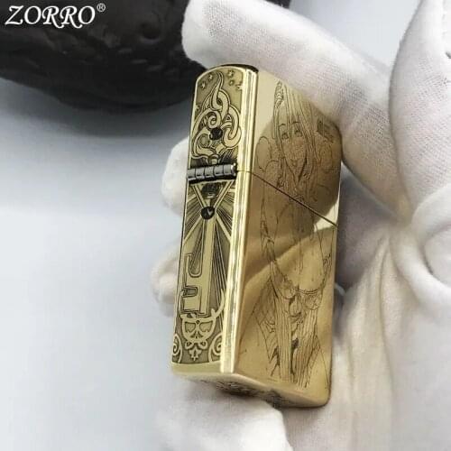 Zorro lighter pure copper sexy beauty retro windproof kerosene mens high-end personality creativity for boyfriend