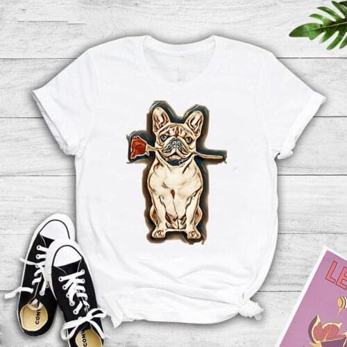 Cute French Bulldog Cartoon T Shirt Women Harajuku Anime T-shirt Summer Plus Size Tshirt Kawaii Funny Graphic Top Tees Female