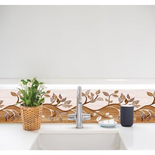 10pcs/set Branch Pattern Tiles Sticker Washbasin Bathroom Glass Waistline Glossy Surface Waterproof Peel & Stick Art Wallpaper