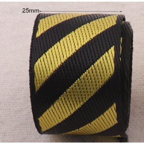 25mm Nylon Webbing 1" Yellow Black Soft Striped Nylon Ribbon Twill Bag Purse Straps Totes Belts Tape Handle