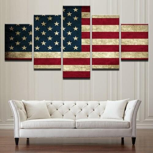 America flag Acient USA HD Canvas Art Print Painting For Living Room Wall Decor 5 Pieces Decoration Picture Modular