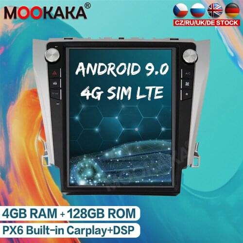 4+128GB Tesla Vertical Screen Android 9.0 Car Multimedia Player For Toyoya Camry 2012-2016 GPS Navi Radio Audio Stereo Head Unit