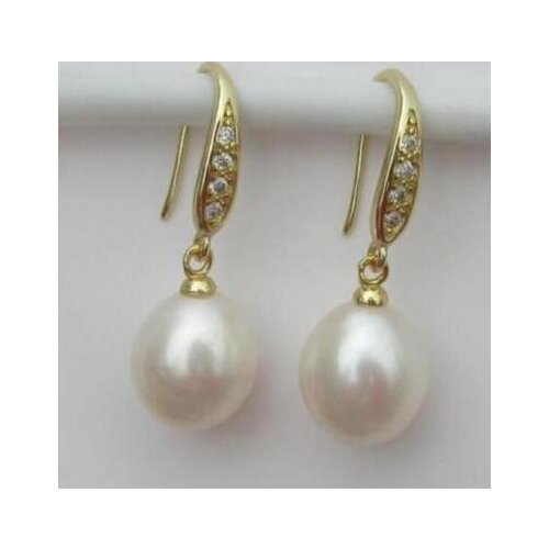 Free shipping >>>>noble jewelry Freshwater AAA 10-11mm round natural real south sea white pearl earrings 925 s