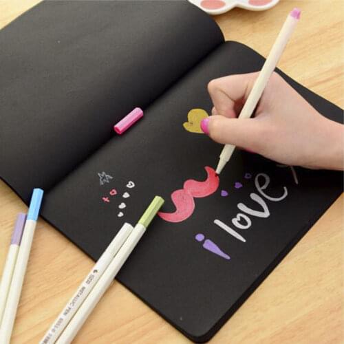 1PC 56K Black Paper Graffiti Notebook Office School Stationery Gifts Sketch Book Diary For Painting Notepad Drawing 60 Pages