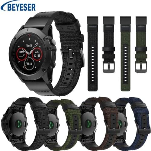 26mm High quality Comfortable Canvas Smart Sports Bracelet Accessories For Garmin Fenix 3/3 HR/5X /5X Plus/6X/6X pro Wristband
