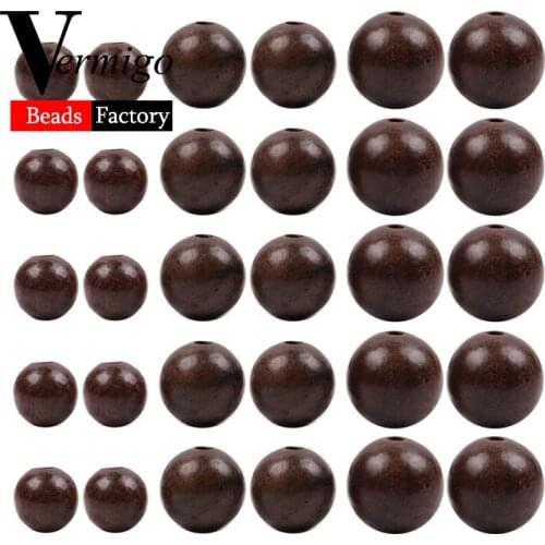100pcs 6/8/10mm Natural Brown Wooden Beads Eco-Friendly Wood Round Spacer Beads For Jewelry Making Supplies Diy Bracelets Craft