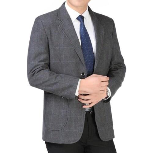 Business black grey mens slim suit middle-aged jacket men casual blazer masculino casaco jaqueta masculina coat man clothes 3XL