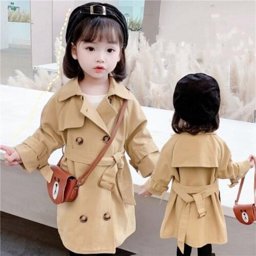 Girls Babys Kids Windbreaker Coat Jacket Outwear 2021 Lace Up Spring Autumn Overcoat Top Formal Beach Cardigan Childrens Cloth