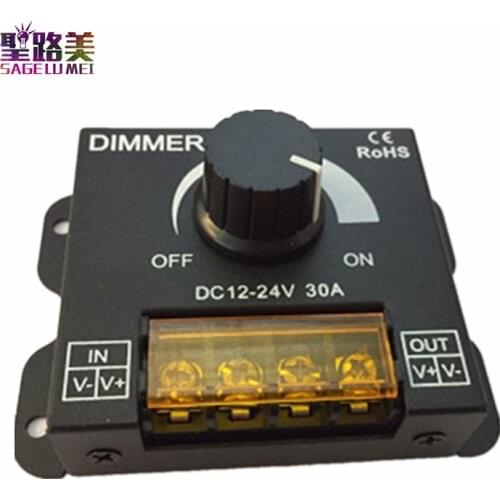 DC12V-24V LED Dimmer 8A 30A 96W 360W Adjustable Brightness Lamp Strip Light Driver Single Color LED Controller 5050 3528 Tape
