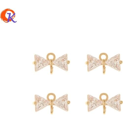 Cordial Design 100Pcs 7*12MM Jewelry Accessories/Hand Made/Connectors/CZ Charms/Bowknot Shape/DIY Making/Earring Findings