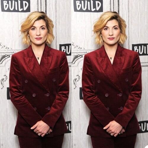 Double Breasted New Design 2Pieces Woman Suit Streetwear Notched Collar Catwalk 2021 Party Jacket Pant Female Fashion Red