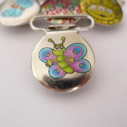25pcs 1'' 25mm Enamel Butterfly Suspender Clips