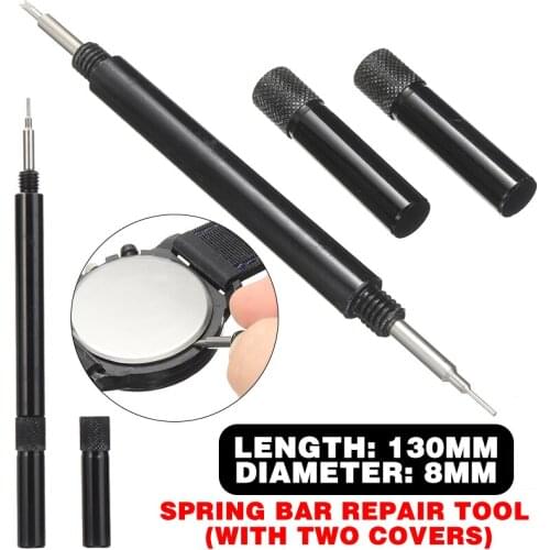 Protable Black Spring Bar Tool Link Pin Remover Repair Tool Two Covers Design Fit Watch V-edged Flat Tip Forked Tip Repair Tool