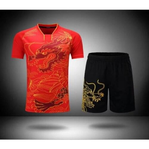 China Dragon Uniforms Tennis T Shirts + Shorts , Kids Women Badminton T-shirts , Ma long ping pong Jersey , tennis table clothes