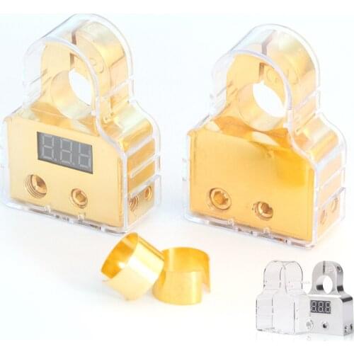 Car Battery Terminal Connectors Voltmeter Positive Negative Battery Shim Battery Post Clamp Cable Ends for Auto Camper Trailer