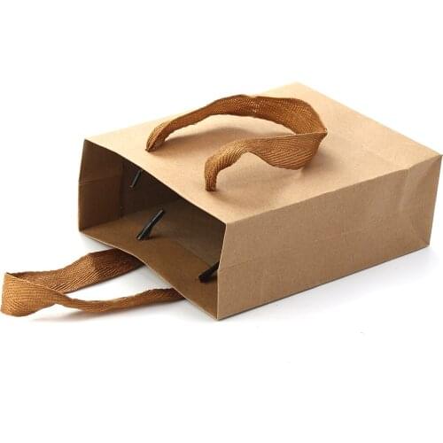 2Pcs Kraft Paper Bags Hand rope Wedding Party Gift Bags Rectangle Brown Ideal For Take Away Fast Food And More 16*12cm