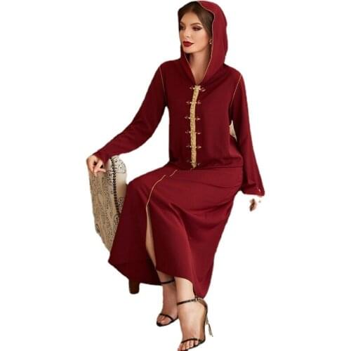 Moroccan Abaya Jellaba Muslim Women Gorgeous Handsewn Rhinestones Long Sleeve Hooded Robe Dress Arabic Dubai Islamic Gown