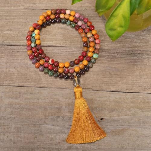 Meditation108 Mala Beads Jewelry 8mm Natural Mahogang Obsidian Stone Beads Necklace Women YOGA Inspirational Jewelry Men