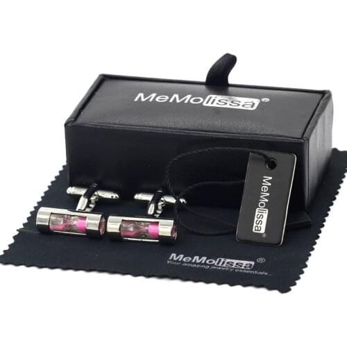 MeMolissa Display Box Cufflinks Trendy Pink Hourglass Cufflinks Wedding Cufflinks for Men Cuff Bouton Free Tag & Wipe Cloth