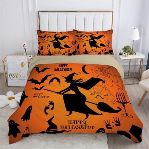 Cartoon Hallowmas Kids Bedding set for Children baby boy girls Duvet cover set pillow case Bed linens Quilt cover 140X200 HAPPY