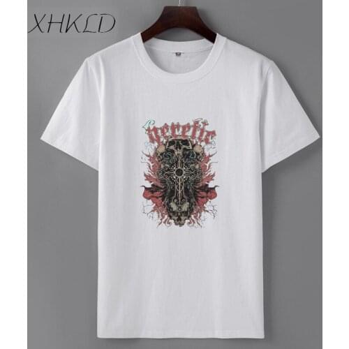 Anime cartoon tshirts men Short Sleeve Hip Hop Funny black skull Printed summer Unisex Cotton Cool O-Neck Tops Tees camisetas