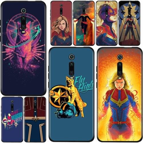 Captain Marvel Soft TPU For Xiaomi Redmi 9i 9T 9A 9C 9 8A 8 GO 7 7A S2 Y2 6 6A 5 5A 4X Prime Pro Plus Black Phone Case