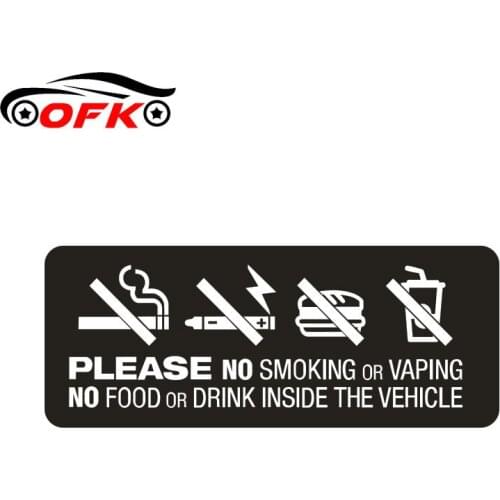 NO SMOKING VAPING FOOD DRINK IN VEHICLE Notice Car,Van,Taxi,Window Stickers Decorative Accessories Creative Waterproof PVC