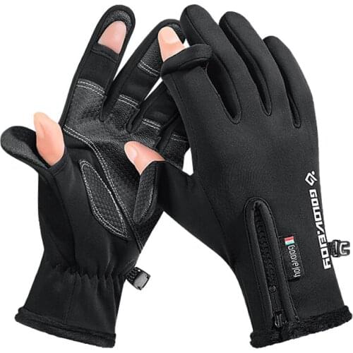 Non-slip Cycling Sports Gloves Outdoor Warmth Gloves Waterproof Fishing Multi Gloves Riding Winter Sports Zipper Gloves