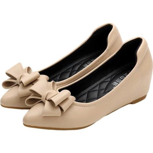 Peas Shoes Summer 2019 New Wild Shallow Mouth Soft Bottom Comfortable Pointed Lady With Wedges Single Shoes Female