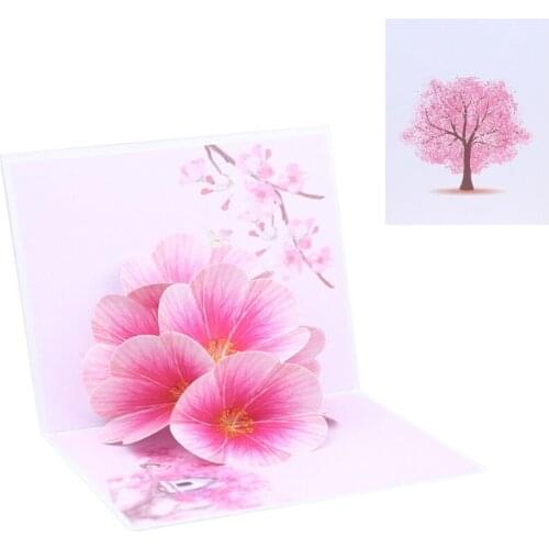 Peach Blossom Greeting Cards Handmade Birthday Wedding Invitation 3D Pop Up Card