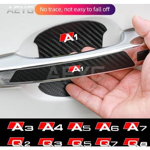 Car Door Handle Carbon Fiber Stickers Film For Audi A1 8X A3 8p 8v A4 b5 b6 A5 B8 B9 A6 A7 Q2 Q3 Q5 Q7 Q8 Exterior Accessories