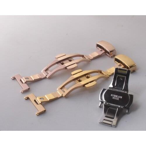 304L Stainless Steel Watch Buckle Watchbands Double Push Deployment Butterfly Clasp Strap Accessories 10 12 14 16 18MM 20 22MM