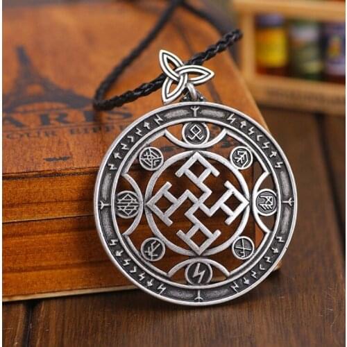 Retro Spiritual Rune Pendant Vintage Spiritual Viking Amulet Mens Pagan Necklace