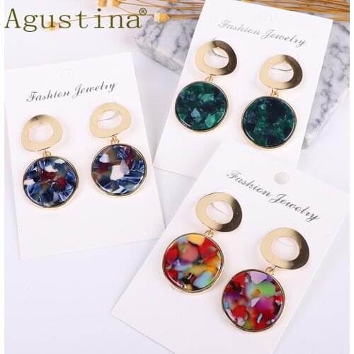 Earrings Fashion acetic acid Round small Simple Earings Colorful Women Earring Minimalist Acetate Girls Boho Cute Simple Jewelry
