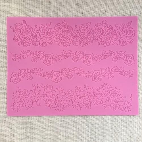 New Oversized rose Leaf-shaped lace silicone mold Sugar craft lace mat Cake around edge decoration tool