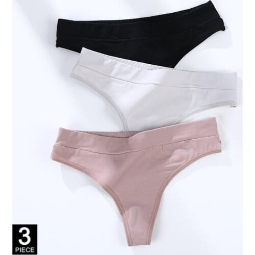 Thong Woman Cotton Sexy Panties Lady Seamless Sports T-back G-string Underwear Quality Soft Underpants Dropshipping 3 Pcs/set