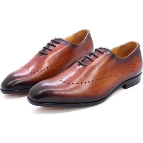 Classic Genuine Leather Oxford Kids Shoes for Boys Wing Tip Toe Design Lace Up Formal Dress Wedding Party Children School Shoes