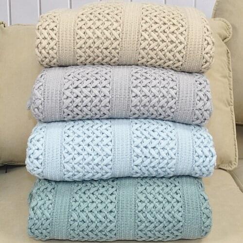 New 127*172cm Home Decoration Solid Knitted Blanket Bedspread for Spring Autumn Comfortable Breathable Sofa Cover