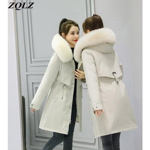 ZQLZ Plus Size M-6XL Winter Jacket Women 2020 New Hooded Warm Thick Cotton Coats Slim Black Long Parkas Mujer Casual Coat Female