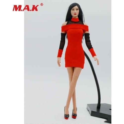 1/6 Scale Sexy Female Figure Clothes Accessory in stock Red Skirt Dress Shoes Model for 12 inches Action Figure Body