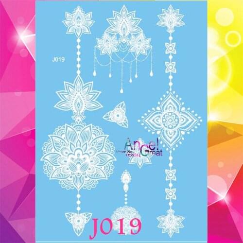 1PC Disposable White Ink Henna Tattoo Stickers Indian Henna Totem Design AJ19 Women Wedding Jewelry Pattern Tattoo tatouage taty
