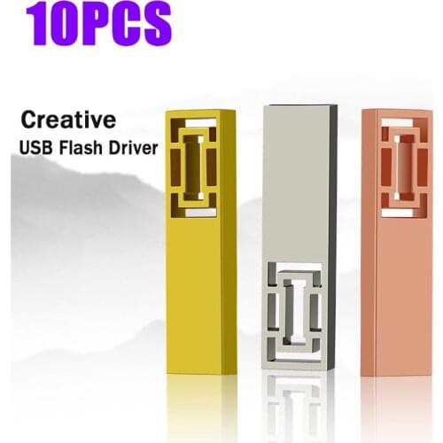 10PCS Creative Chinese Style USB Flash Drive 64GB Metal Pen Drive 32GB memori cel usb Stick 16GB 8GB 4GB Pendrive U Disk gift