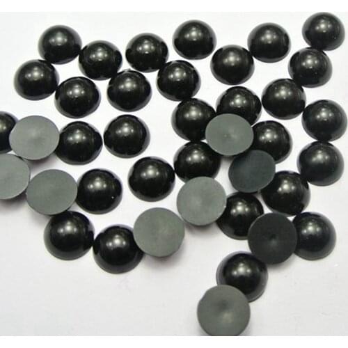 100 Black Half Pearl Bead 12mm Flat Back Scrapbook Craft