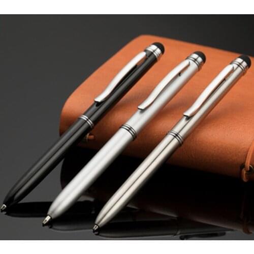 2 in 1 Capacitive Touch Screen Stylus Metal Ballpoint Pen for Mobile Phone iPad Writing Tool Office Supplies