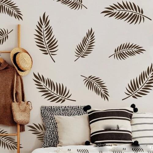 36Pcs Boho Leaf Botanical Fern Wall Sticker Tropical Palm Leaves Jungle Forest Wall Decal Living Room Playroom Vinyl Decor